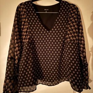 Elegant Black Blouse with Gold Accents